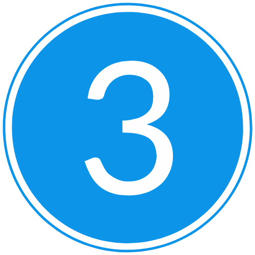 Blue circle with the white number 3.