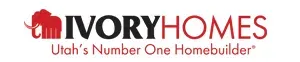 Logo for Ivory Homes, Utah's Number One Homebuilder; red elephant with black and red text.