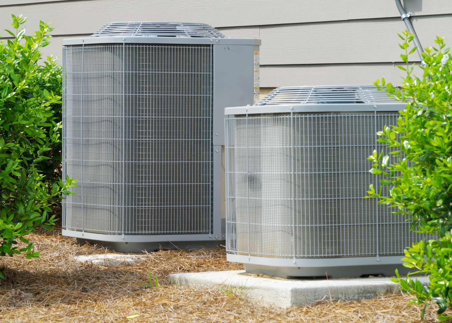 An air conditioning system installed in a newly constructed house.