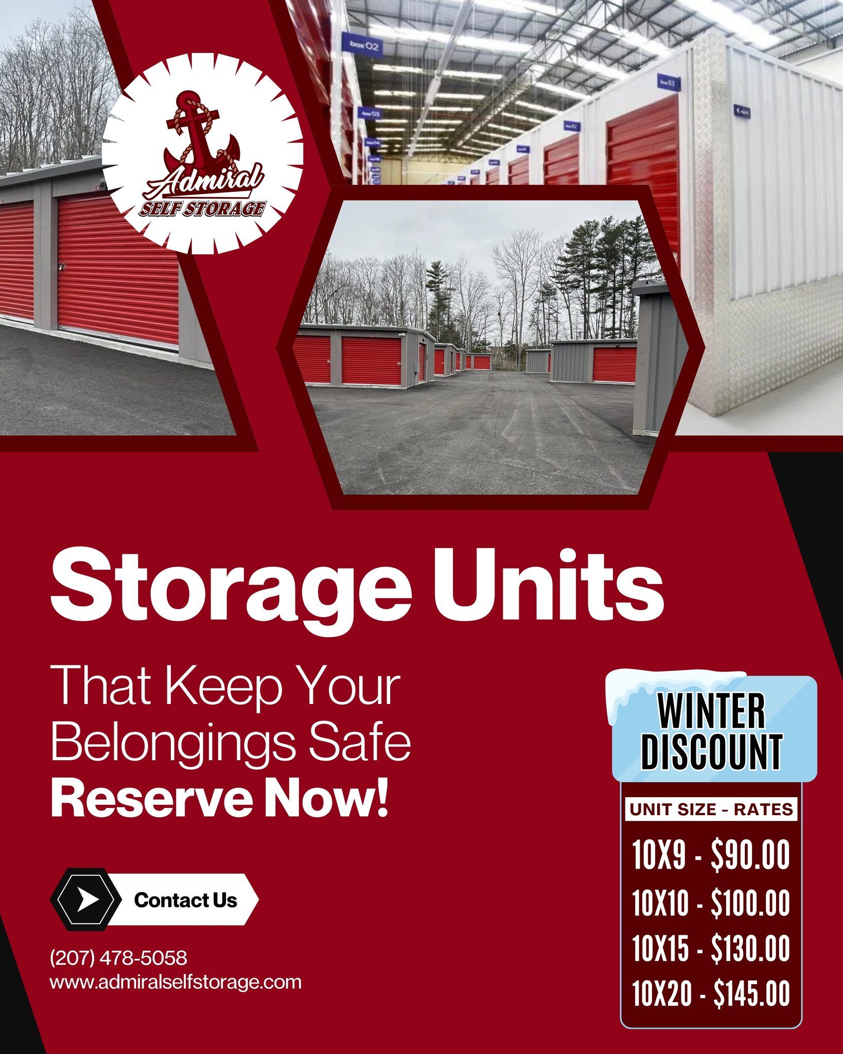An advertisement for storage units that keep your belongings safe