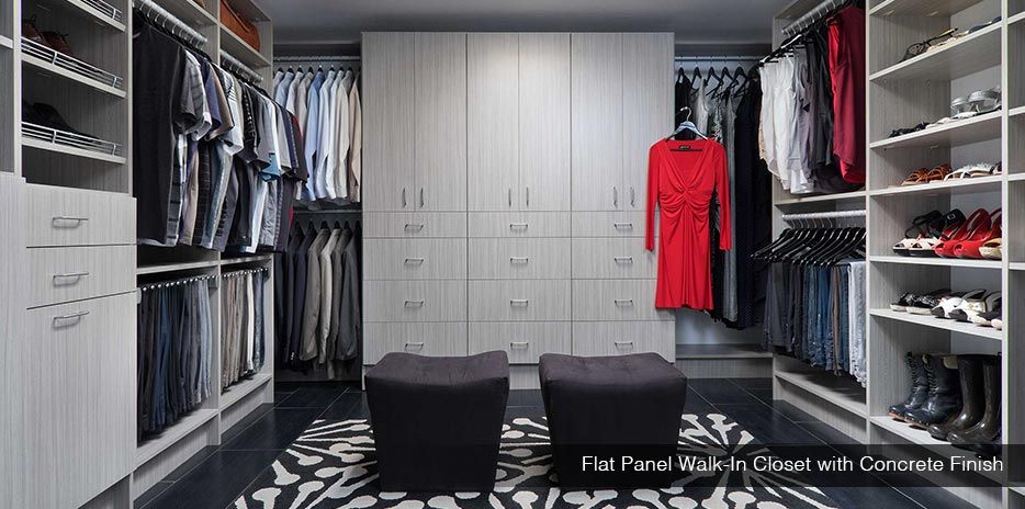 Flat Panel Walk In Closet with Concrete Finish
