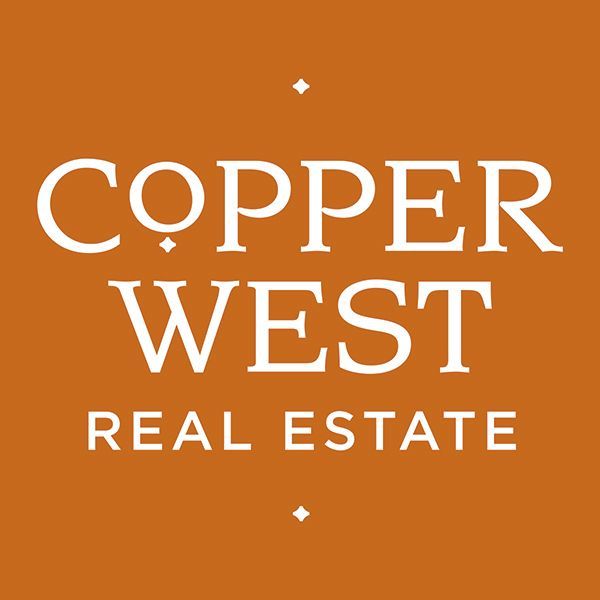 Copper West Real Estate logo on an orange background with white text