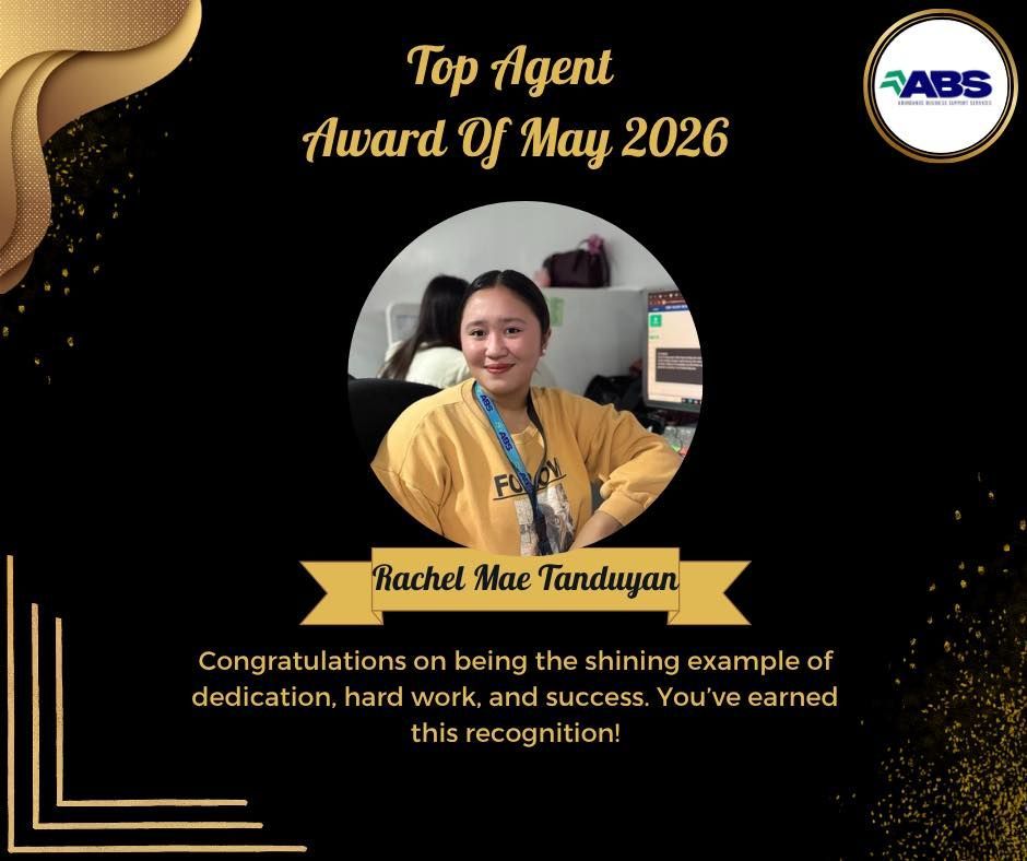 “Top Agent Award of May 2026” certificate with a woman’s portrait and name, Rachell Mae Tanduyan
