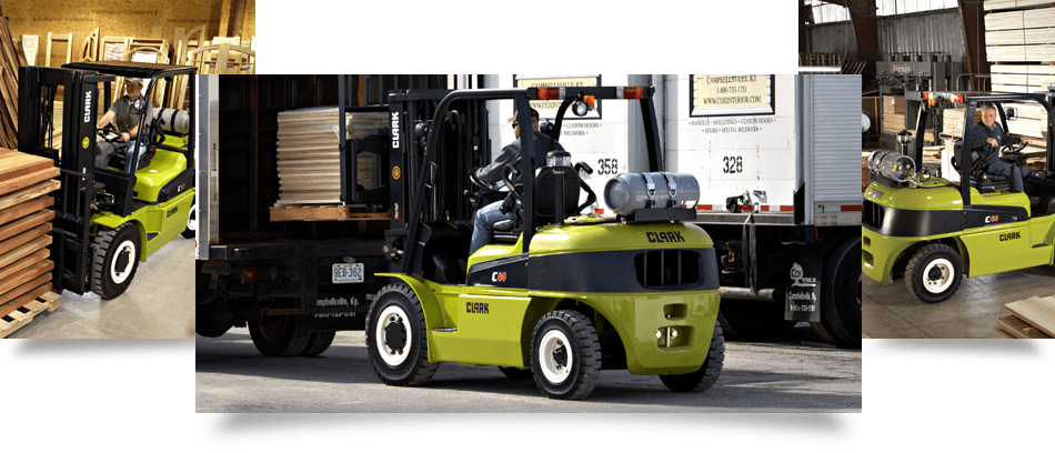 A Clark Forklift doing what it does best, reliably and effciently moving heavy loads