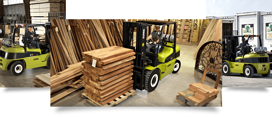 A Clark Forklift doing what it does best, reliably and effciently moving heavy loads