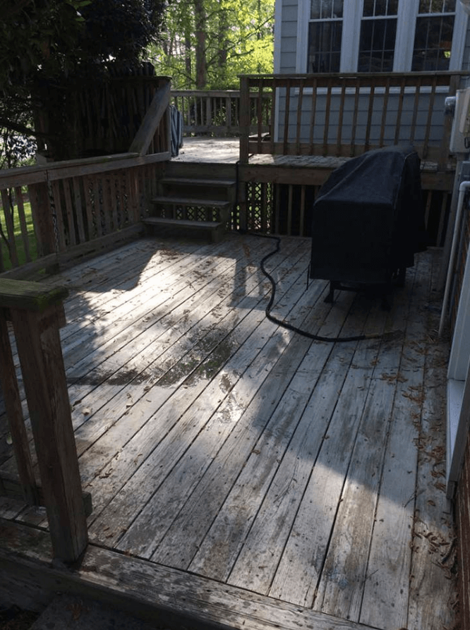 Residential Wooden Floor Before Power Washing – Kents Store, VA – Central Virginia Power Washing