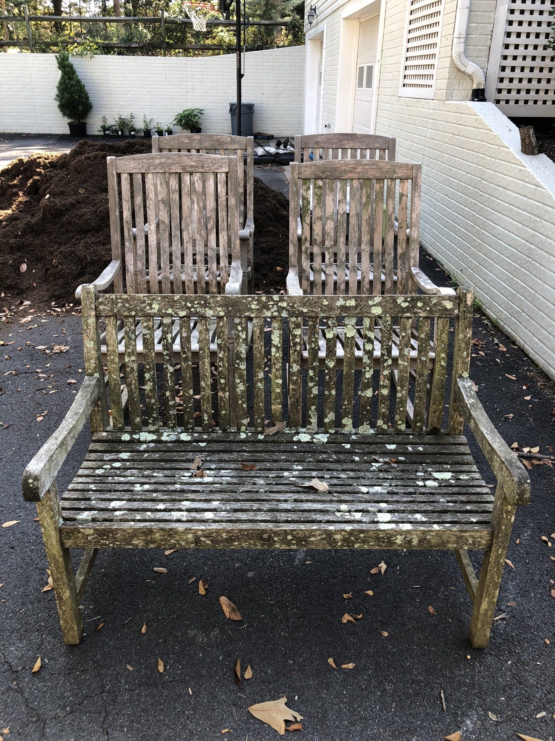 dirty old wood chairs