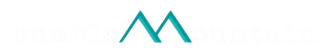 Teal geometric logo resembling two connected peaks on a white background