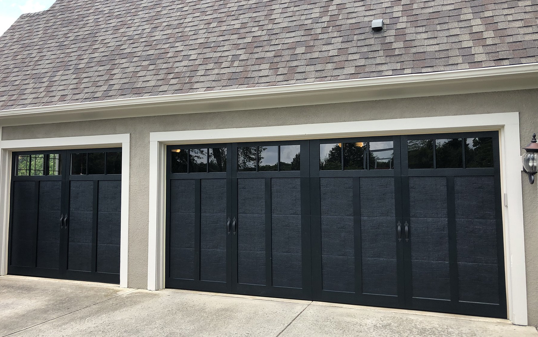 Exterior With New Garage Doors, Haas Residential Garage Door Reviews