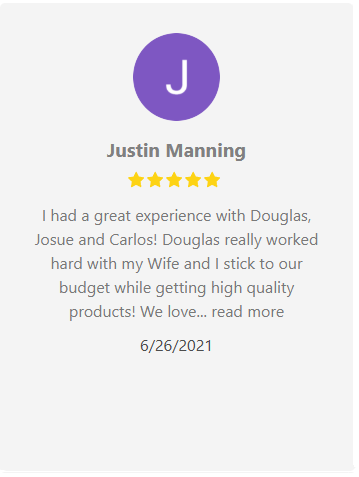Customer review: Justin Manning, 5-star rating. 