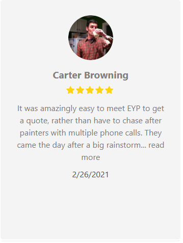 Customer review by Carter Browning, 5 stars. He praises EYP for ease of getting a quote.