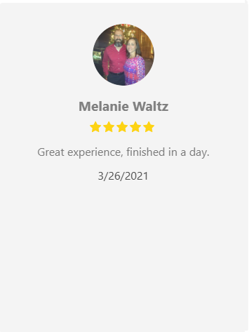 Melanie Waltz's review: Couple in a photo, 5-star rating, 
