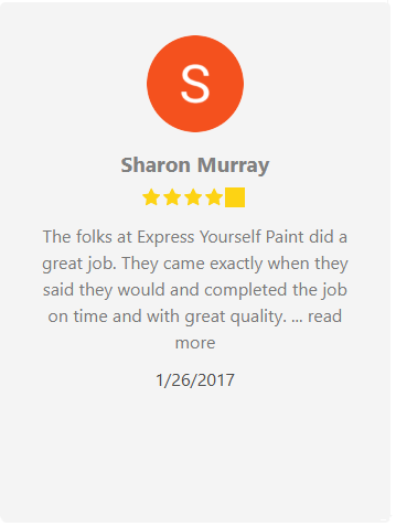 Review by Sharon Murray: 5-star rating for Express Yourself Paint, completed on time with great quality.