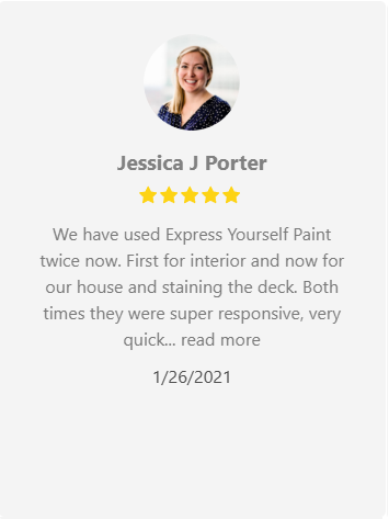 Testimonial from Jessica J. Porter, who used Express Yourself Paint twice. She gave a 5-star rating.