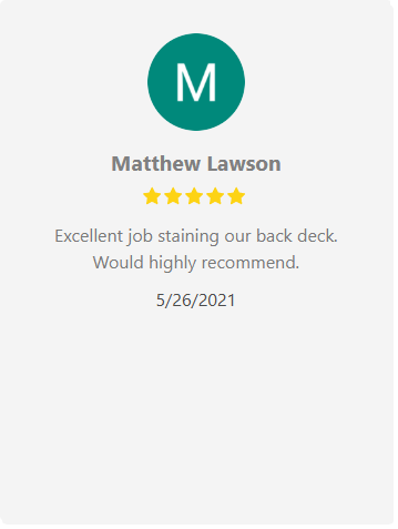 Review: Matthew Lawson gave five-star rating. Text reads, 