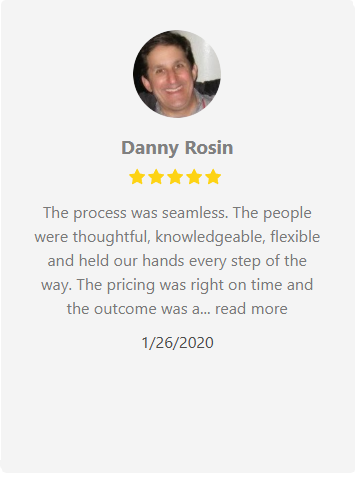 Customer testimonial from Danny Rosin with a 5-star rating.