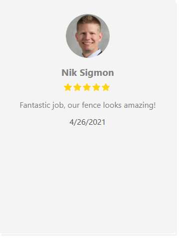 Nik Sigmon review: photo of man, five-star rating, 