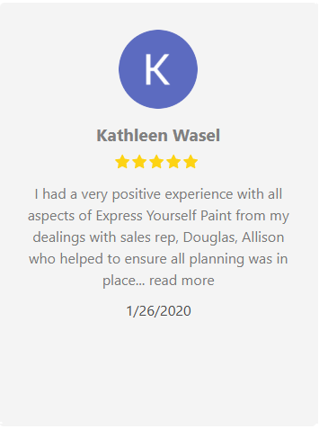 Review from Kathleen Wasel about Express Yourself Paint: positive experience with Douglas and Allison.