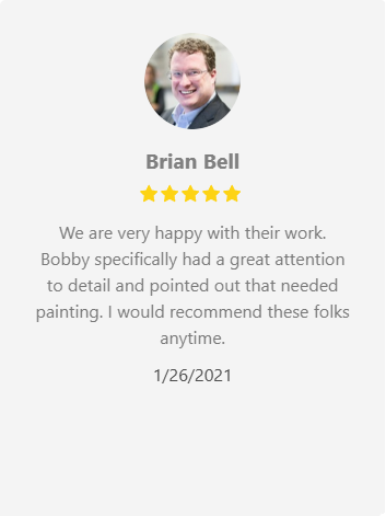 Customer review by Brian Bell, 5-star rating. Positive feedback on work and attention to detail, 1/26/2021.
