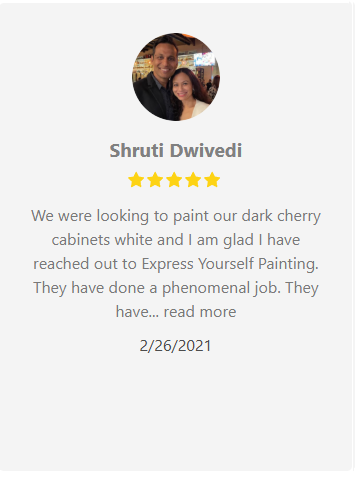 Review by Shruti Dwivedi: painted dark cherry cabinets white, phenomenal job. February 26, 2021.