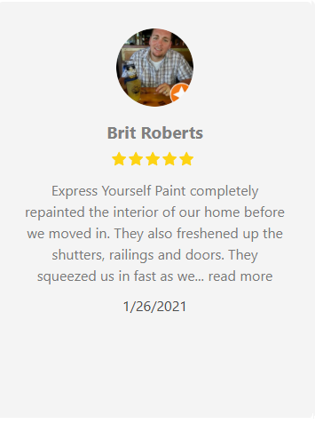 Review by Brit Roberts: Express Yourself Paint repainted interior, freshened shutters, railings, and doors.