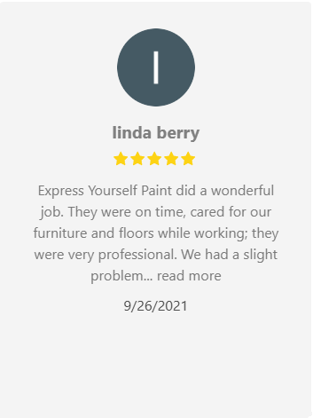 Review of Express Yourself Paint by Linda Berry: 5 stars, praising their professionalism, punctuality, and care.