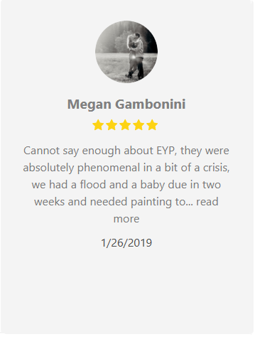Review of EYP by Megan Gambonini: 5-star rating, praises EYP during a crisis involving flood and imminent baby.