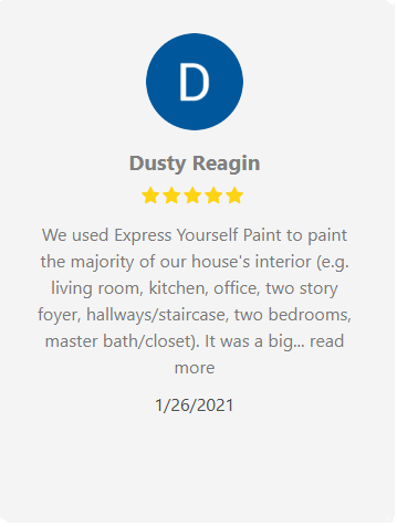 Review from Dusty Reagin on Express Yourself Paint. Includes text and a 5-star rating.