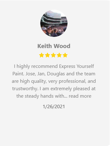 Review by Keith Wood: five stars for Express Yourself Paint. Praising Jose, Jan, Douglas, and the team's high-quality work.
