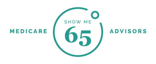 A logo for medicare 65 advisors showing a circle with the number 65 inside of it.