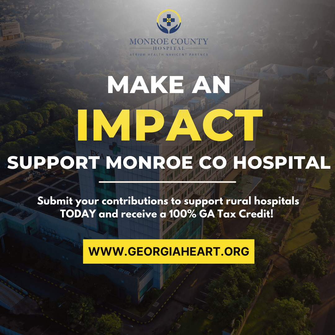 A poster that says make an impact support monroe co hospital
