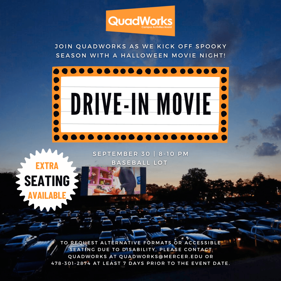 An advertisement for a drive-in movie at quadworks
