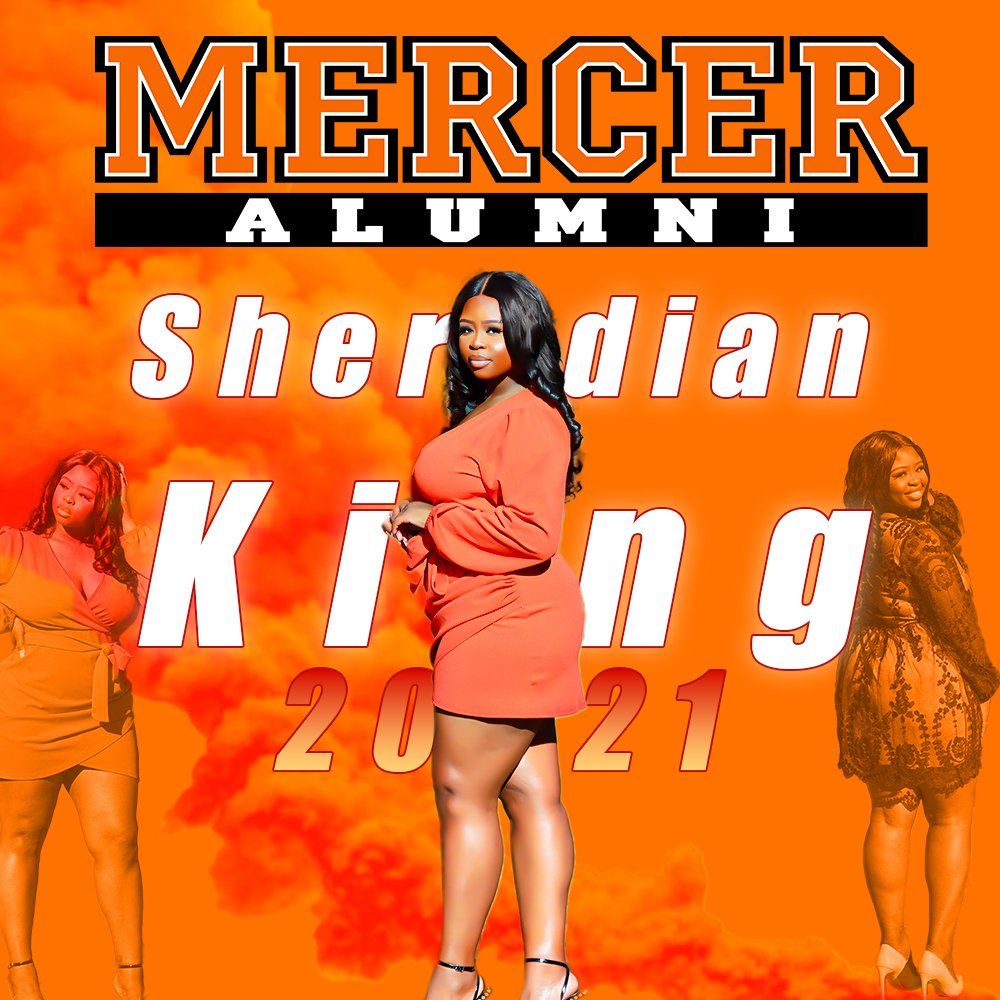 A poster for mercer alumni sheridan king 2021