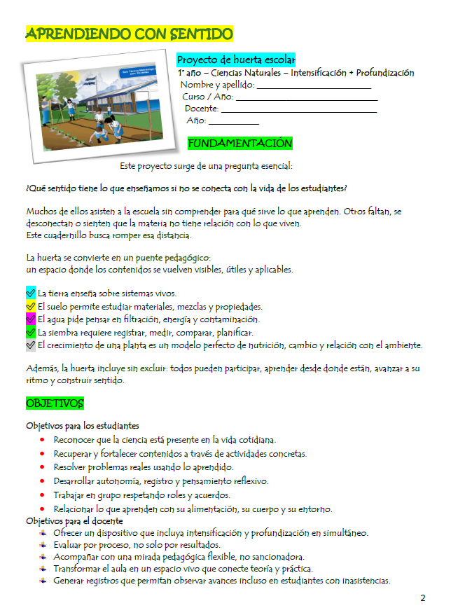 1° año Ciencias Naturales “La huerta como puente de aprendizaje”