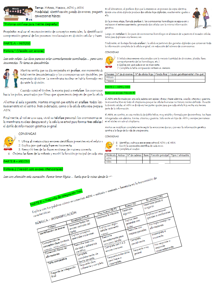 Propuesta pedagógica para 5° año biología+ evaluation: 