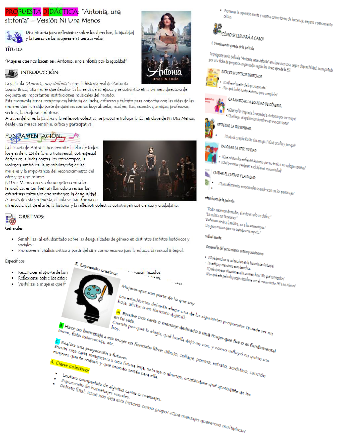 2 propuestas pedagógicas de NI UNA MENOS: 