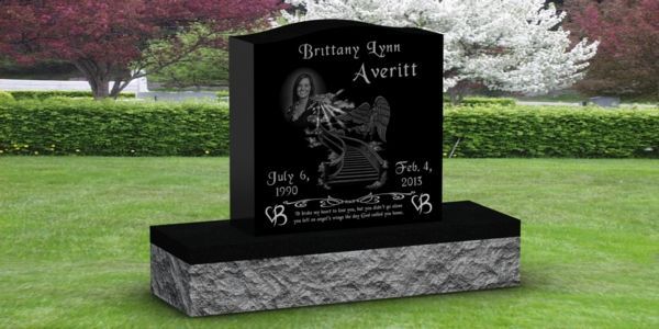 black upright headstone