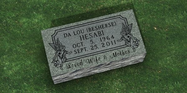upright grey headstone