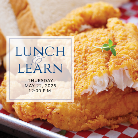 a plate of sandwiches on a table with the words lunch & learn on it
