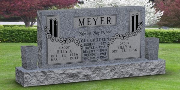 A gravestone with the name meyer on it
