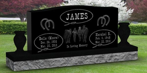 A black gravestone with the name james on it