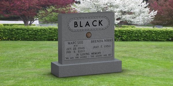 upright grey headstone