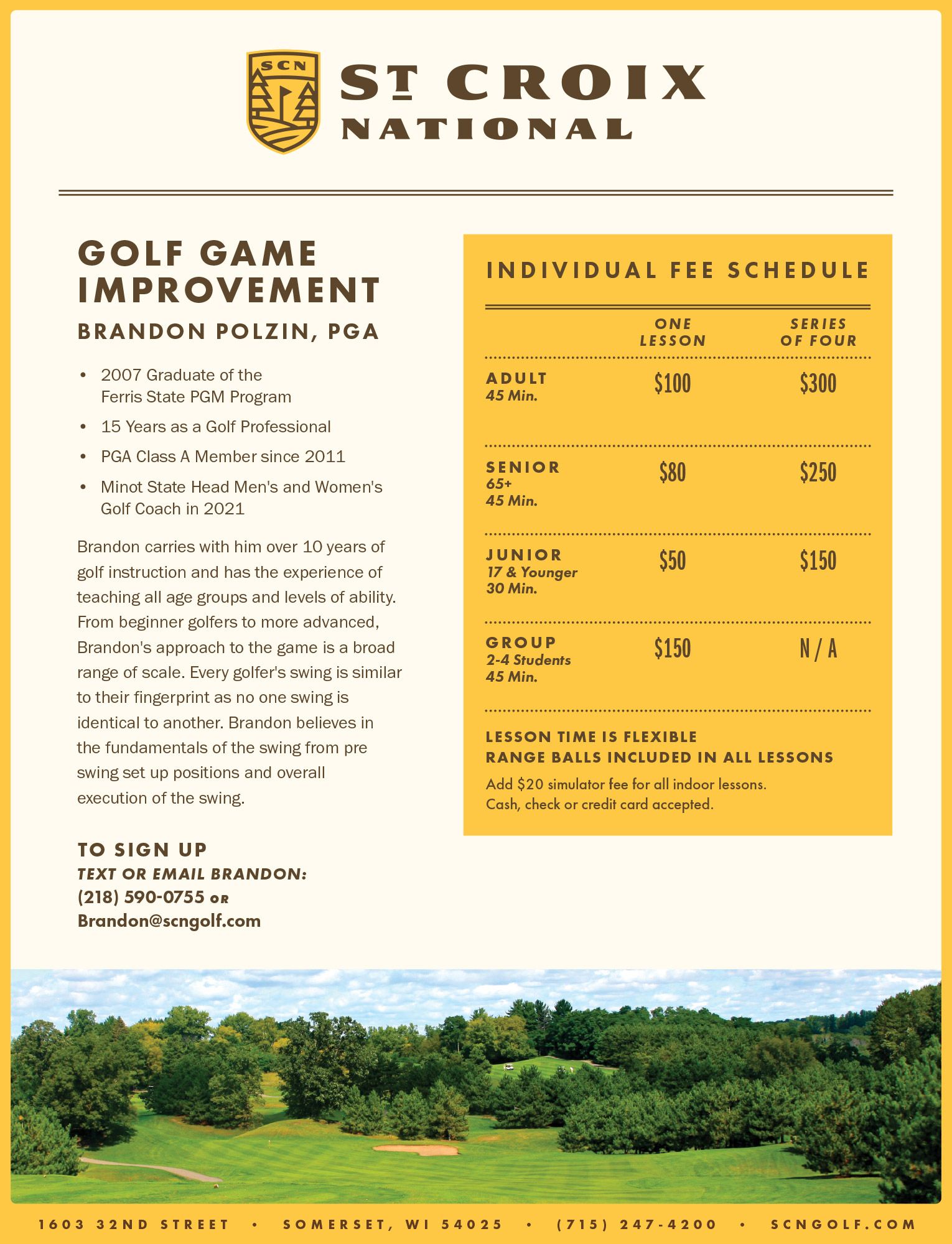 A flyer for st croix national golf game improvement