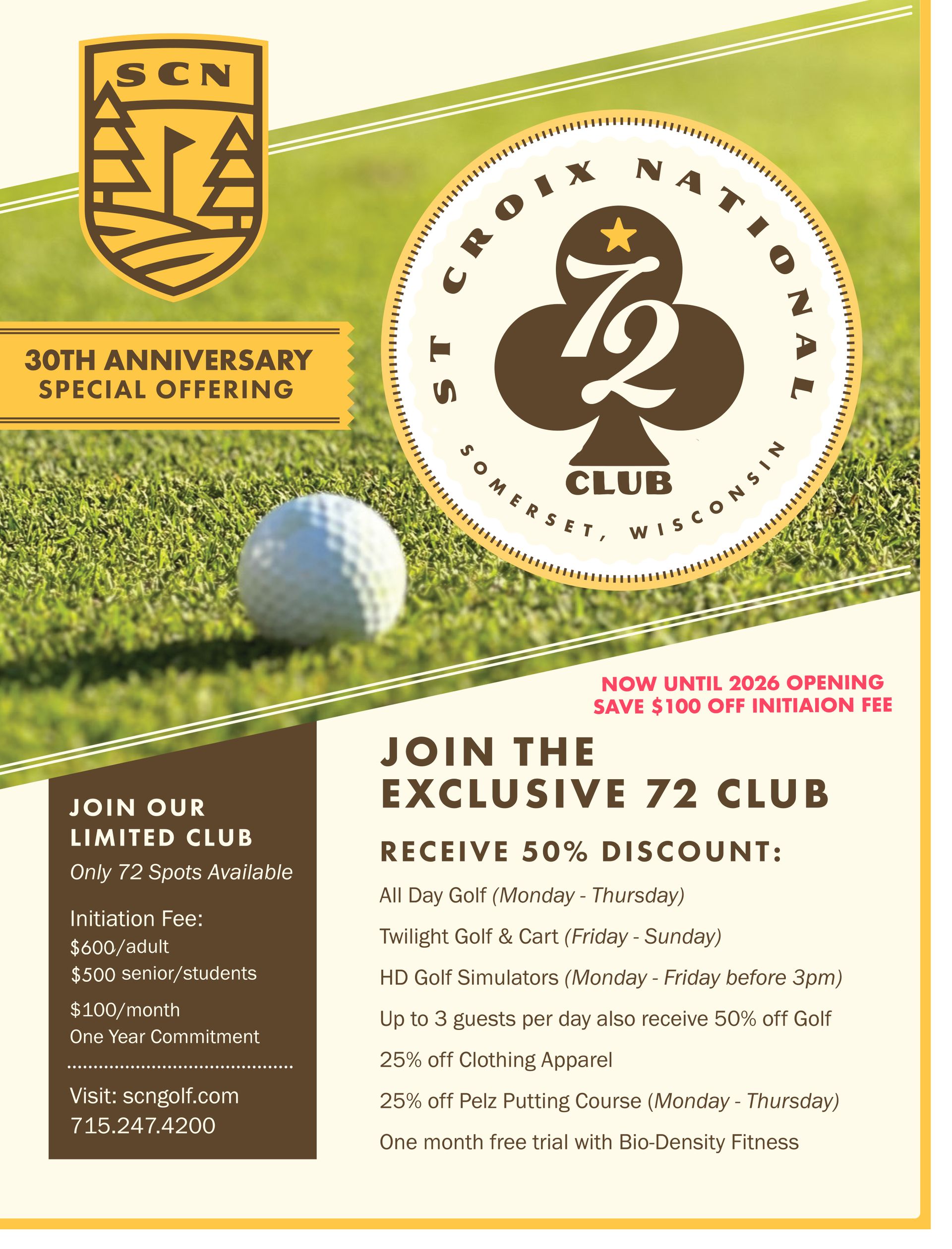 Join Club 72 at St. Croix National Golf's premier golf resort for exclusive HD simulator access, special passes