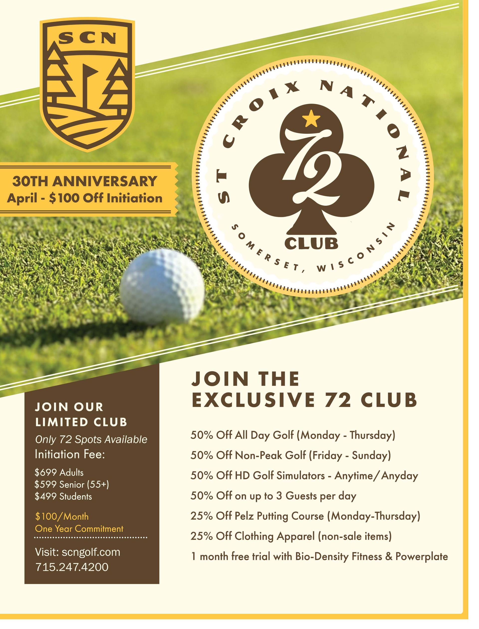 Join Club 72 at St. Croix National Golf's premier golf resort for exclusive HD simulator access, special passes