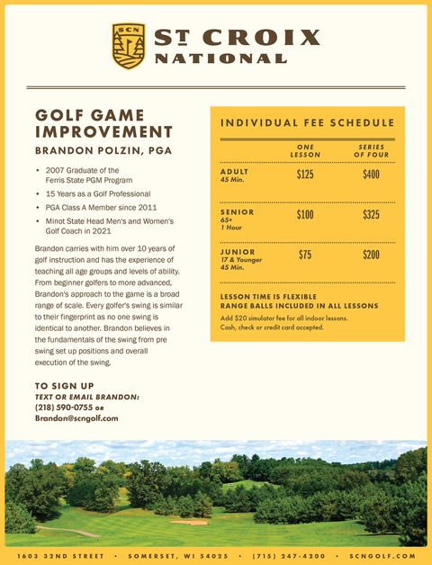 A flyer for st croix national golf game improvement
