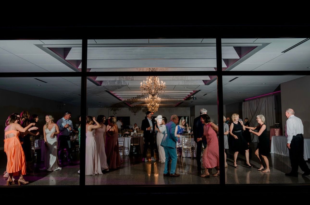 Wedding guests dancing in The Ballroom