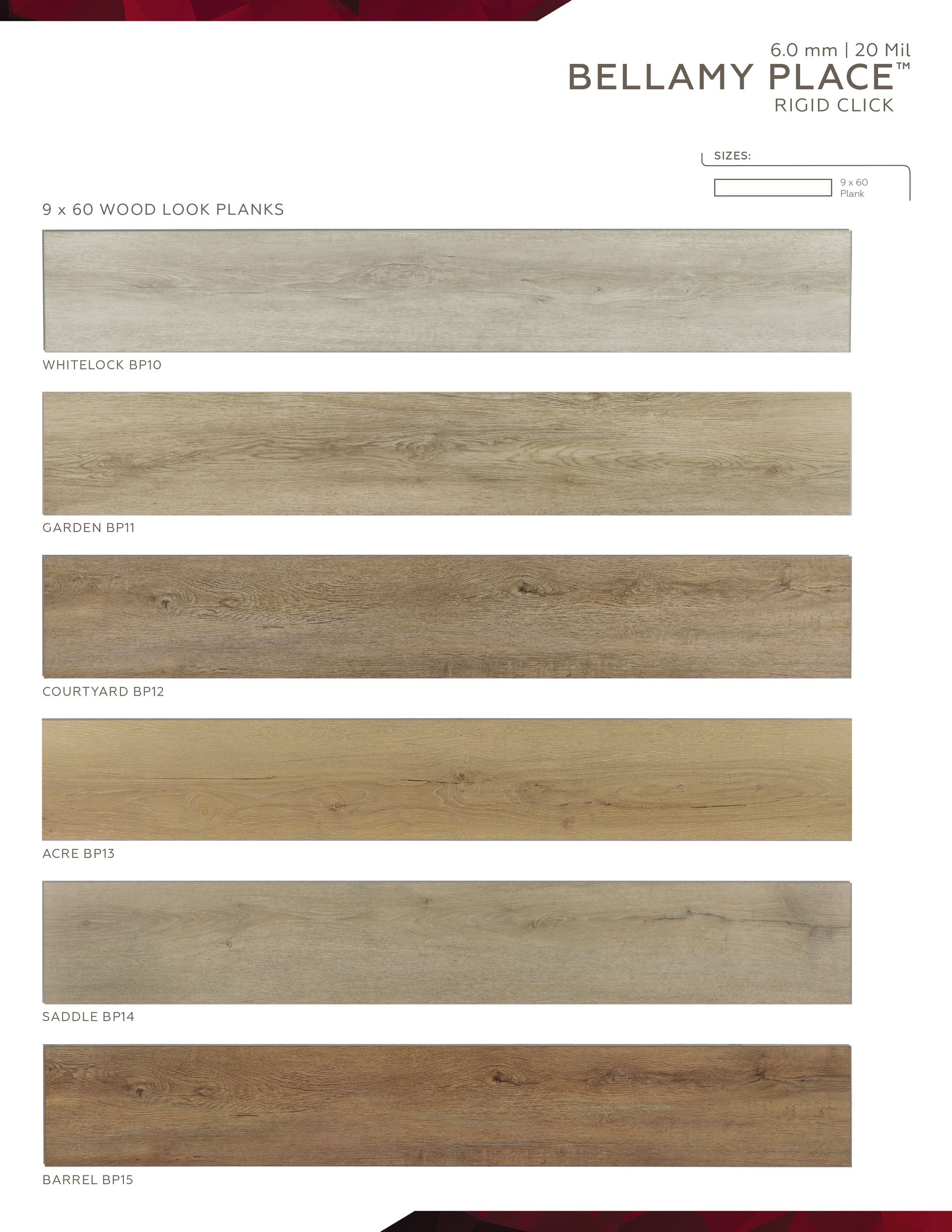 A brochure for bellamy place shows different types of wood