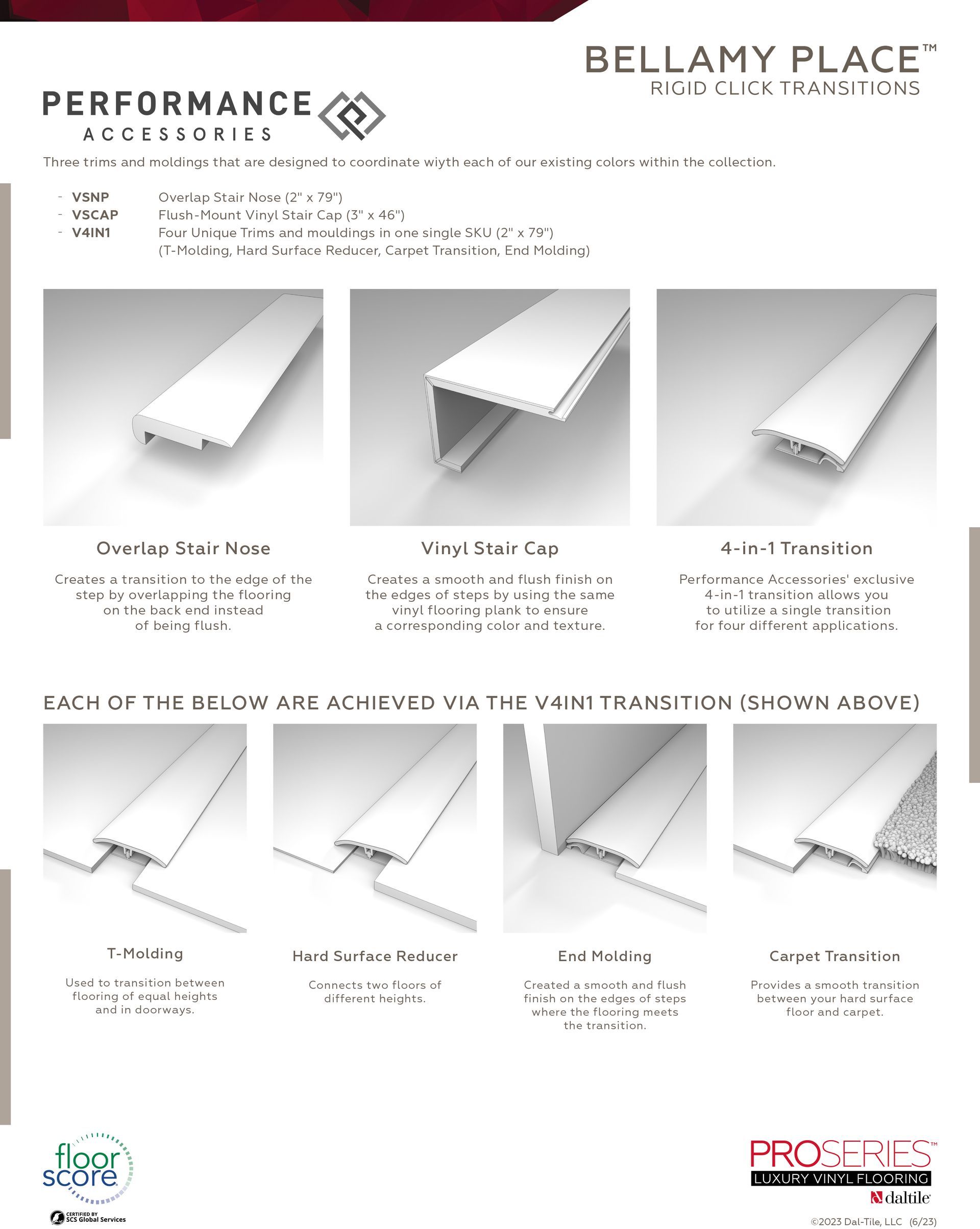 A brochure for bellamy place shows different types of aluminum trim.