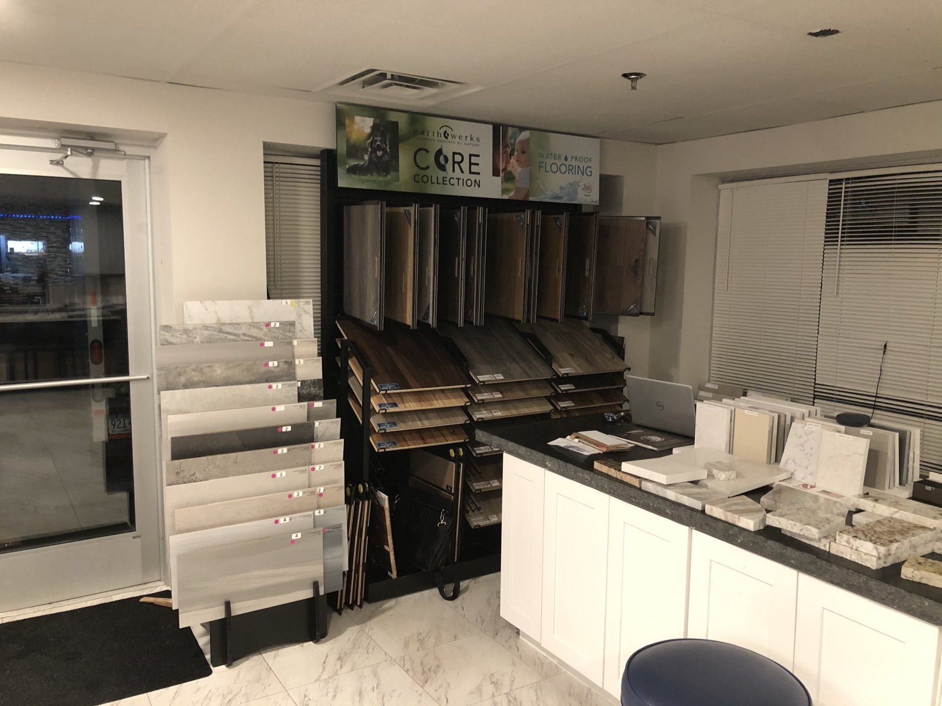 Different types of tiles for bathroom and kitchen in this showroom.